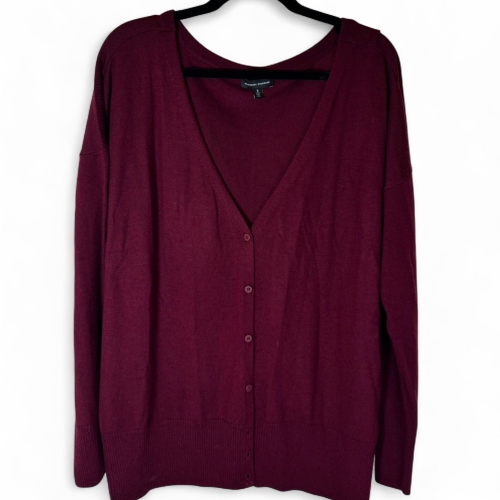 Universal Standard Merino Wool Women's Burgundy Cardigan Sweater